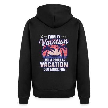 Vacances régulières mais plus amusantes - Vacances en famille - Veste à capuche bio Premium Unisexe - noir - Dos - Nico (187cm)