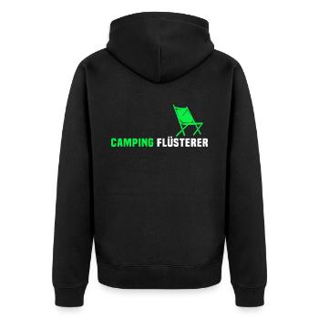 Campen Wohnwagen Camping Flüsterer - Unisex Premium Bio Zip Hoodie - Schwarz - Hinten - Nico (187cm)