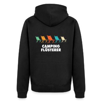 Campen Wohnwagen Camping Flüsterer - Unisex Premium Bio Zip Hoodie - Schwarz - Hinten - Nico (187cm)