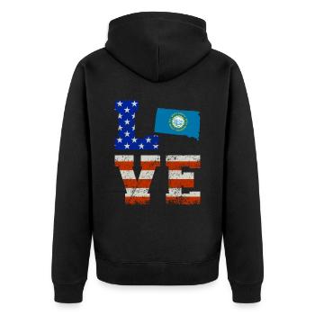 Cadeau Love South Dakota - Veste à capuche bio Premium Unisexe - noir - Dos - Nico (187cm)