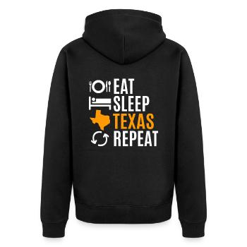 Essen Sie Schlaf texas wiederholungs geschenk - Unisex Premium Bio Zip Hoodie - Schwarz - Hinten - Nico (187cm)