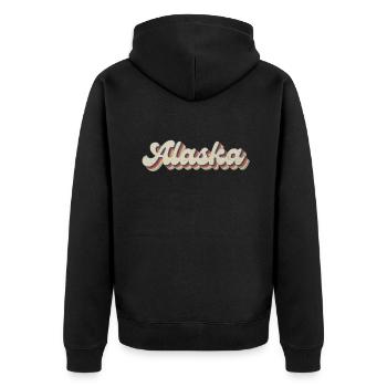 Vintage Hippie 70er USA Staat - Retro Alaska - Unisex Premium Bio Zip Hoodie - Schwarz - Hinten - Nico (187cm)