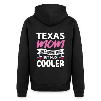 Texas mutter geschenk - Unisex Premium Bio Zip Hoodie - Schwarz - Hinten - Nico (187cm)
