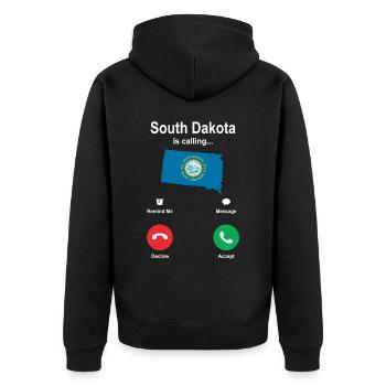 Besuch In South Dakota Gift - Unisex Premium Bio Zip Hoodie - Schwarz - Hinten - Nico (187cm)