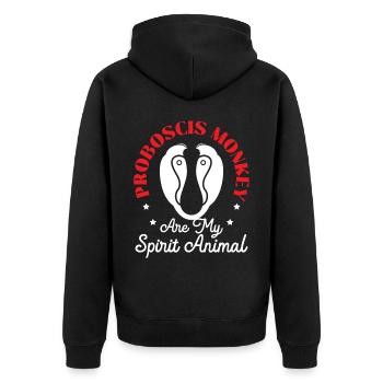 Probosenaffen sind mein Geistertier-Tierpfleger - Unisex Premium Bio Zip Hoodie - Schwarz - Hinten - Nico (187cm)