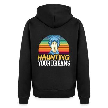 Spuk in Ihren Träumen Schuhschnabel Stork Vogel Walkopf - Unisex Premium Bio Zip Hoodie - Schwarz - Hinten - Nico (187cm)