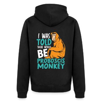 Mir wurde gesagt, dass es einen Proboscis Monkey Zoo geben würde - Unisex Premium Bio Zip Hoodie - Schwarz - Hinten - Nico (187cm)
