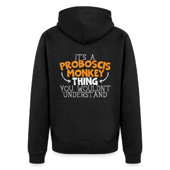 Eine bosstische Affensache, die Sie nicht verstehen würden - Unisex Premium Bio Zip Hoodie - Schwarz - Hinten - Nico (187cm)
