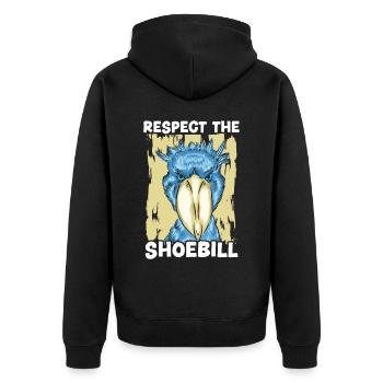 Respektieren Sie den Schuhschnabelvogelflüsterer Whalehead - Unisex Premium Bio Zip Hoodie - Schwarz - Hinten - Nico (187cm)