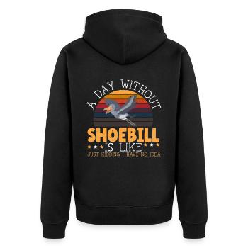 Ein Tag ohne Schuhschnabelliebhaber Storchvogelflüsterer - Unisex Premium Bio Zip Hoodie - Schwarz - Hinten - Nico (187cm)