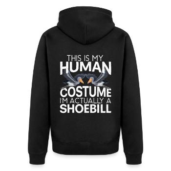 Das ist mein menschliches Kostüm Ich bin eigentlich ein Schuhschnabel - Unisex Premium Bio Zip Hoodie - Schwarz - Hinten - Nico (187cm)