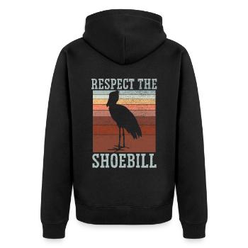 Respektieren Sie den Schuhschnabelvogelflüsterer Whalehead - Unisex Premium Bio Zip Hoodie - Schwarz - Hinten - Nico (187cm)