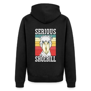 Ernsthafter Schuhschnabel Storch Vogelflüsterer Walkopf - Unisex Premium Bio Zip Hoodie - Schwarz - Hinten - Nico (187cm)