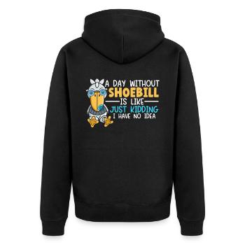 Ein Tag ohne Schuhschnabelliebhaber Storchvogelflüsterer - Unisex Premium Bio Zip Hoodie - Schwarz - Hinten - Nico (187cm)