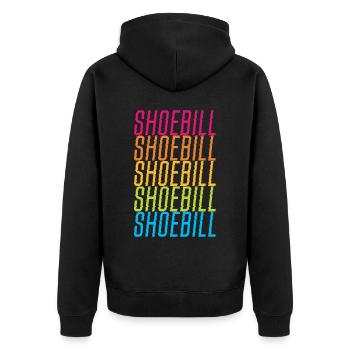 Retro Schuhschnabel Storch Vogel Flüsterer Walkopf - Unisex Premium Bio Zip Hoodie - Schwarz - Hinten - Nico (187cm)