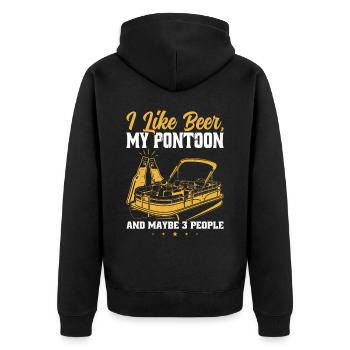 Ich Mag Bier Mein Ponton Und Vielleicht 3 Personen - Unisex Premium Bio Zip Hoodie - Schwarz - Hinten - Nico (187cm)