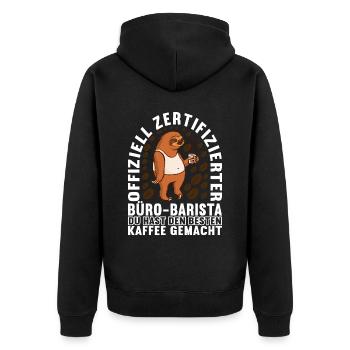 Abschiedsgeschenk Jobwechsel Kollegen - Unisex Premium Bio Zip Hoodie - Schwarz - Hinten - Nico (187cm)