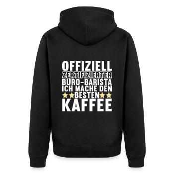 Abschiedsgeschenk Jobwechsel Kollegen - Unisex Premium Bio Zip Hoodie - Schwarz - Hinten - Nico (187cm)