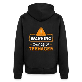 Avertissement Père de la famille d’un adolescent - Veste à capuche bio Premium Unisexe - noir - Dos - Nico (187cm)