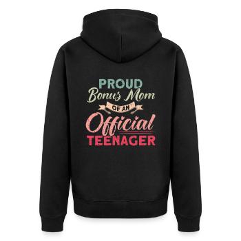 Mère bonus d’une famille d’adolescents officielle - Veste à capuche bio Premium Unisexe - noir - Dos - Nico (187cm)