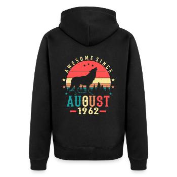1962 In August 60th birthday - Unisex Premium Organic Zip Hoodie - black - Back - Nico (187cm)