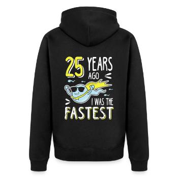 25 Years Ago I Was The Fastest 25. Geburtstag - Unisex Premium Bio Zip Hoodie - Schwarz - Hinten - Nico (187cm)
