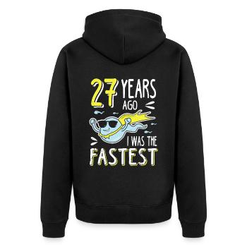 Il y a 27 ans, j’étais le 27e anniversaire le plus rapide - Veste à capuche bio Premium Unisexe - noir - Dos - Nico (187cm)