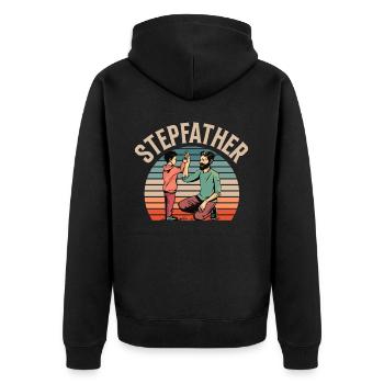 Stiefvater Stiefpapa Stepdad Vatertag - Unisex Premium Bio Zip Hoodie - Schwarz - Hinten - Nico (187cm)