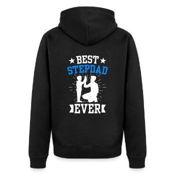 Bester Stiefvater Aller Zeiten Stiefpapa Stepdad - Unisex Premium Bio Zip Hoodie - Schwarz - Hinten - Nico (187cm)