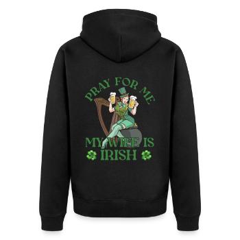 Priez pour moi Ma femme est irlandaise Irlande Irlande - Veste à capuche bio Premium Unisexe - noir - Dos - Nico (187cm)