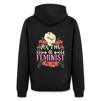 Yes I am a feminist feminist feminism - Unisex Premium Organic Zip Hoodie - black - Back - Nico (187cm)