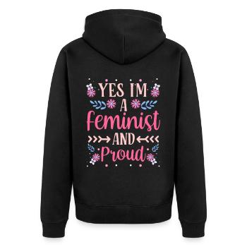 Oui, je suis féministe et fière des femmes - Veste à capuche bio Premium Unisexe - noir - Dos - Nico (187cm)
