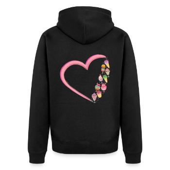 Ice Cream Heart Cone Popsicle - Unisex Premium Bio Zip Hoodie - Schwarz - Hinten - Nico (187cm)
