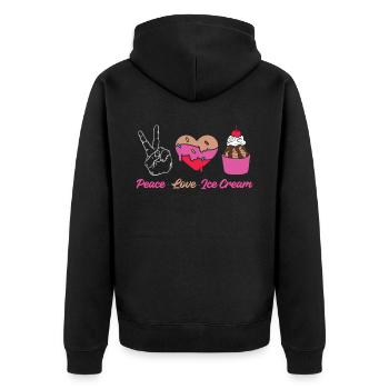 Cône de crème glacée Peace Love Ice - Veste à capuche bio Premium Unisexe - noir - Dos - Nico (187cm)