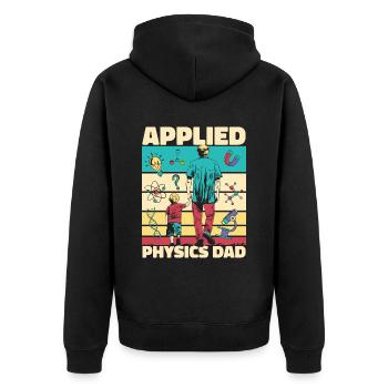 Physik Physiker - Unisex Premium Bio Zip Hoodie - Schwarz - Hinten - Nico (187cm)