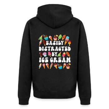 Ice Cream Cone Popsicle Easily - Unisex Premium Bio Zip Hoodie - Schwarz - Hinten - Nico (187cm)