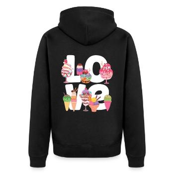 Ice Cream Cone Popsicle Love - Unisex Premium Bio Zip Hoodie - Schwarz - Hinten - Nico (187cm)