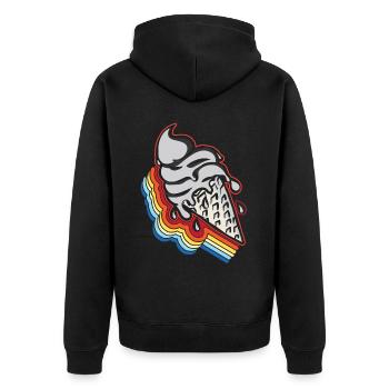 Ice Cream Retro Vintage Cone - Unisex Premium Organic Zip Hoodie - black - Back - Nico (187cm)
