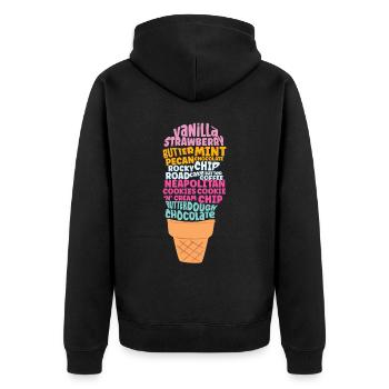 Ice Cream Word Cloud Cone Sundae - Unisex Premium Bio Zip Hoodie - Schwarz - Hinten - Nico (187cm)