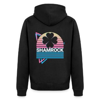 Kleeblatt Blatt St. Patrick Irisches Kleeblatt Ret - Unisex Premium Bio Zip Hoodie - Schwarz - Hinten - Nico (187cm)