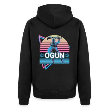 Ogun Orisha Afrikanische Gottheit Yoruba Religion - Unisex Premium Bio Zip Hoodie - Schwarz - Hinten - Nico (187cm)
