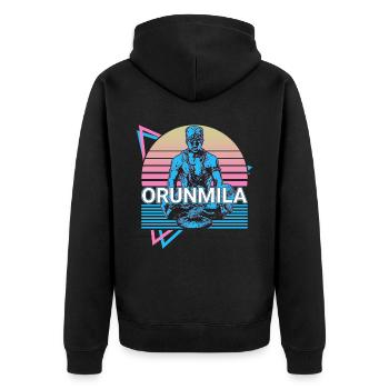 Orunmila Orisha Afrikanische Gottheit Yoruba Relig - Unisex Premium Bio Zip Hoodie - Schwarz - Hinten - Nico (187cm)