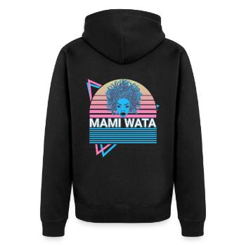 Mami Wata La Sirene Wassergeist Ancient - Unisex Premium Bio Zip Hoodie - Schwarz - Hinten - Nico (187cm)