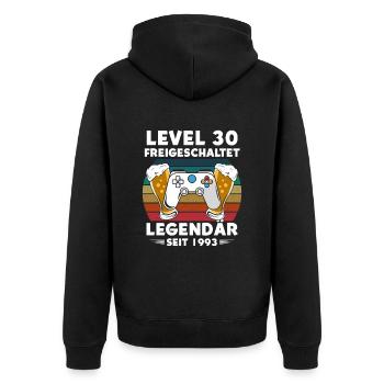 30.Geburtstag Gamer Level 30 freigeschaltet Bier - Unisex Premium Bio Zip Hoodie - Schwarz - Hinten - Nico (187cm)