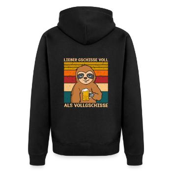Lieber Gschisse Voll Als Vollgschisse Bier - Unisex Premium Bio Zip Hoodie - Schwarz - Hinten - Nico (187cm)