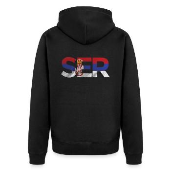 Serbie Drapeau Srbija Couleurs serbes Yougoslavie - Veste à capuche bio Premium Unisexe - noir - Dos - Nico (187cm)