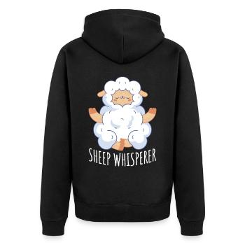 Sheep Whisperer Schaf Geschenk - Unisex Premium Bio Zip Hoodie - Schwarz - Hinten - Nico (187cm)