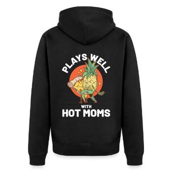 I Pineapple Hot Moms Pineapple Gift - Unisex Premium Organic Zip Hoodie - black - Back - Nico (187cm)