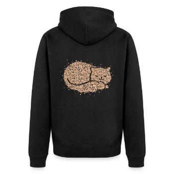 House Tiger Tired Pussy Kitten Sleeping Shirt - Unisex Premium Organic Zip Hoodie - black - Back - Nico (187cm)