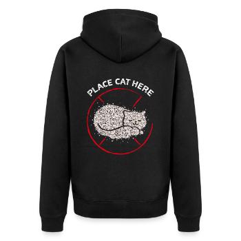 Katzenpapa Katzenhaare Katzenbesitzer Katzenfreund - Unisex Premium Bio Zip Hoodie - Schwarz - Hinten - Nico (187cm)